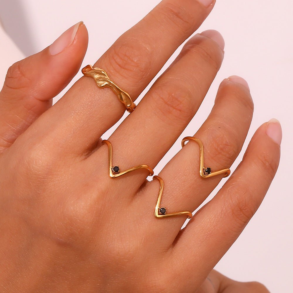 18K Gold Personality Affordable Luxury Ring Ornament - الصورة 2