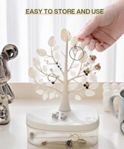 1pc Creative Tree Jewelry Storage Box - Desktop Cosmetics Display Box, Dustproof Plastic Storage Container For Jewelry, Small Items And Cosmetics, Multi-functional Storage Organizer, Desktop Decor