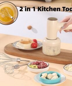 2 In 1 Electric Garlic Chopper USB Rechargeable Vegetable Chili Meat Ginger Masher Handheld Multipurpose Kitchen Gadgets