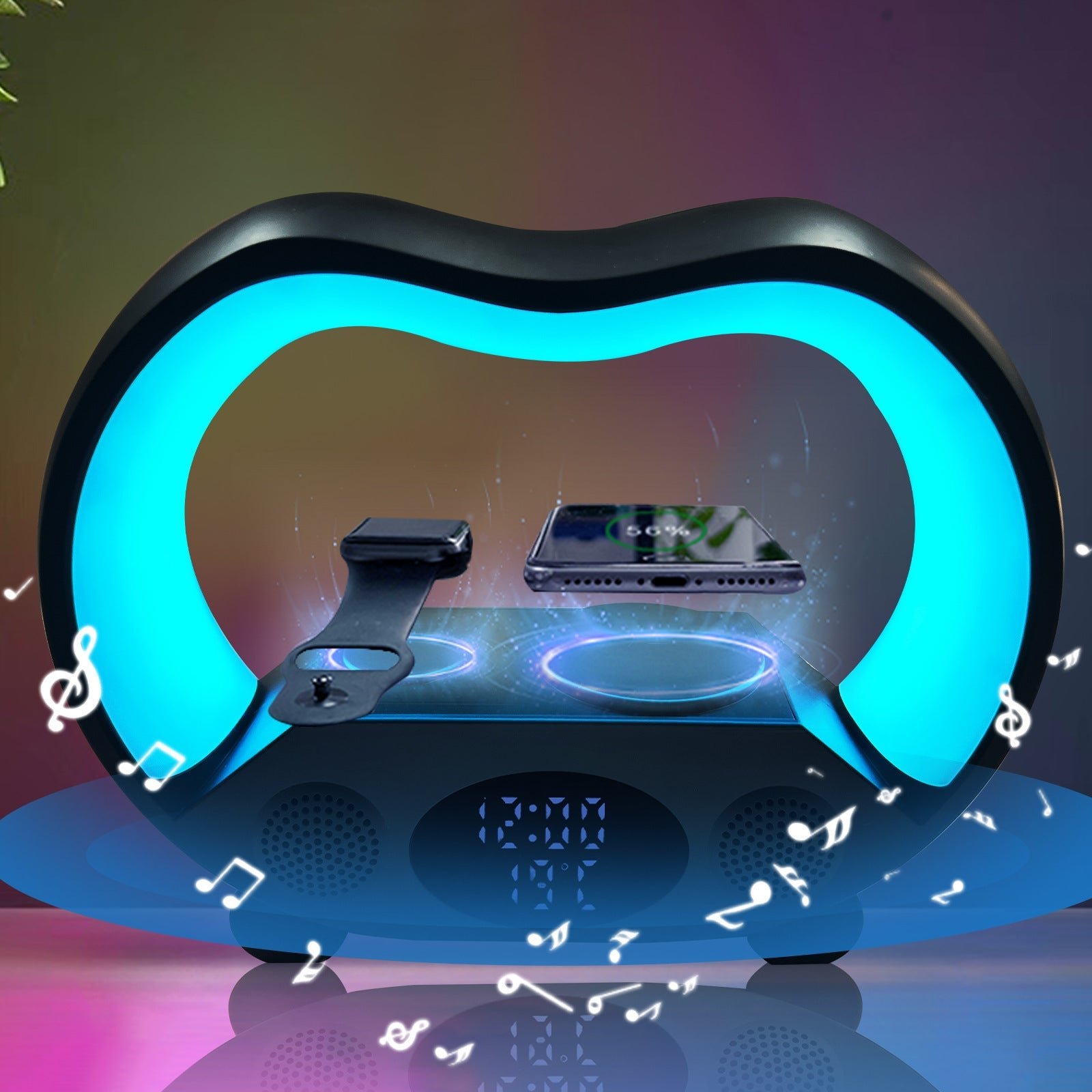 2024 New 6 In 1 Smart Remote Control Bluetooth-compatible Ambience Intelligent LED Table Lamp Multi-function Wireless Charger Night Light Bluetooth-compatible Speaker - الصورة 5