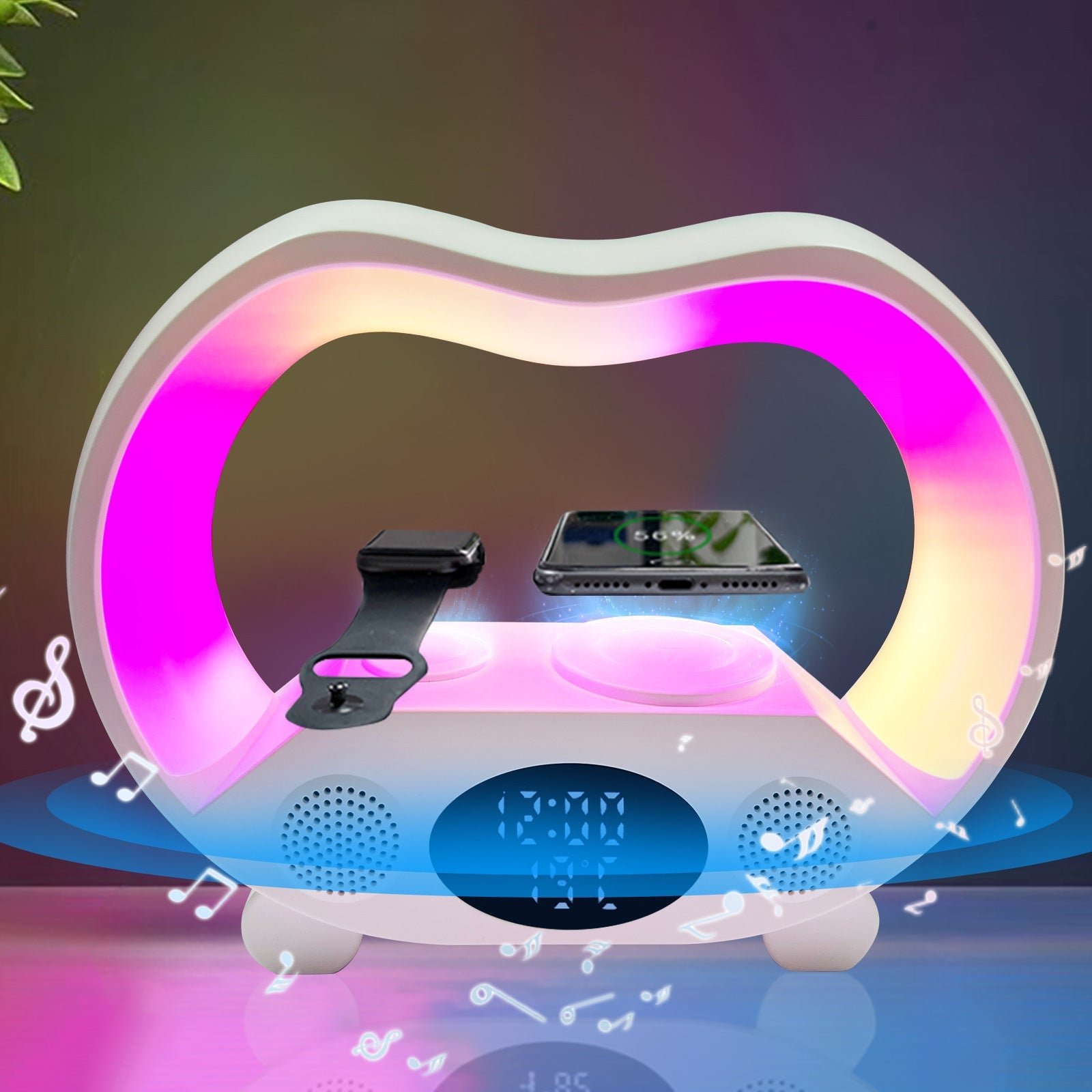 2024 New 6 In 1 Smart Remote Control Bluetooth-compatible Ambience Intelligent LED Table Lamp Multi-function Wireless Charger Night Light Bluetooth-compatible Speaker - الصورة 3
