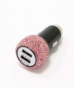 2.4A Dual Port Car Mobile Phone Charger With One For Two Diamond-Inlaid Dual Usb Car Charger Travel Car Charging Head