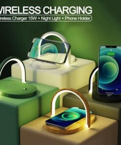 3 In 1 Foldable Wireless Charger Night Light Wireless Charging Station Stonego LED Reading Table Lamp 15W Fast Charging Light