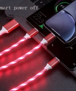 3 In 1 Micro USB Type C Cable LED Flowing Light Type C Chager Cable Mobile Phone Charging Wire