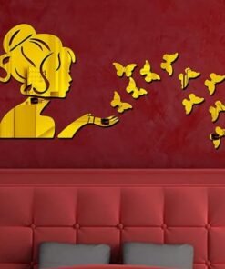 3D Acrylic Angel Fairy with Butterfly Decorative Mirror for Wall
