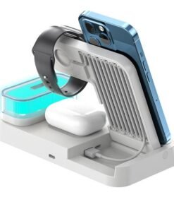 4 In 1 Multifunction Wireless Charger Station With Alarm Clock Display Foldable Wireless Charger Stand With RGB Night Light