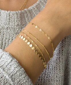 4-pack Set Bracelets Tube Chain Disc Lace Bracelet