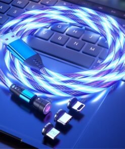 540 Rotate Luminous Magnetic Cable 3A Fast Charging Mobile Phone Charge Cable For LED Micro USB Type C For I Phone Cable