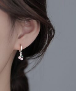 925 Silver Cherry Pearl Ear Buckle For Women's Niche Design