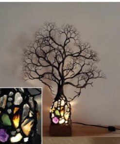 Ancient Tree Metal Sculpture Gem Accent Lamp