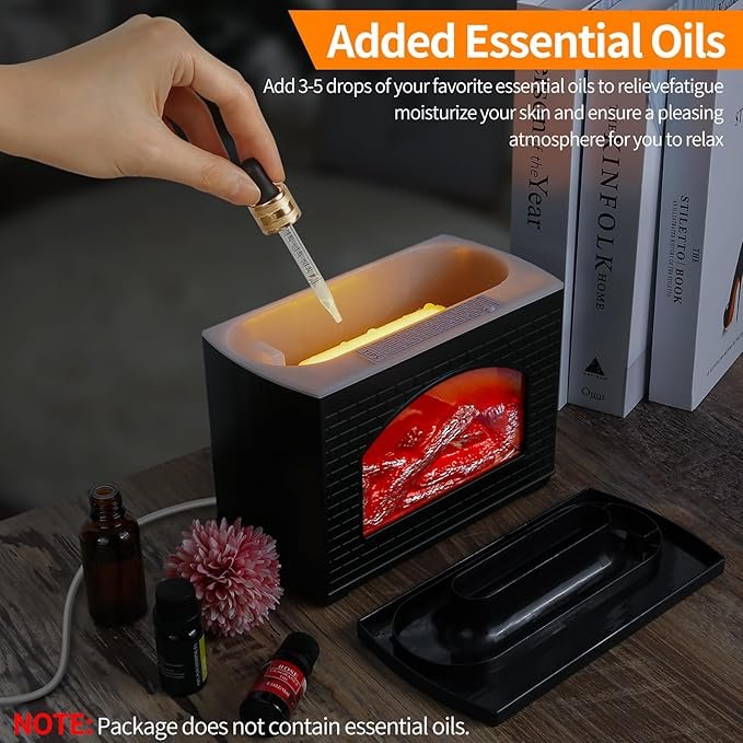 Aroma Diffuser With Fireplace Flame Light - الصورة 4