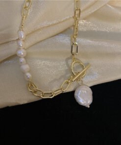 Asymmetric Metal Freshwater Pearl Necklace
