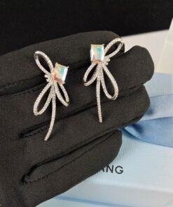 Aurora Ribbon Bow Small Sugar Cube Earrings