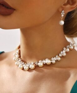Baroque Alloy Necklace And Earrings Elegant Fashion All-match Bridal Formal Formal Dress Jewelry Suit