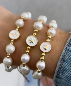 Baroque Natural Pearl Knitting Accessories All-match Beaded Cross Bracelet