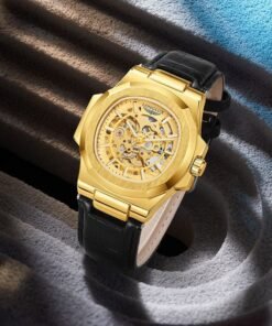 Barrel-shaped Leather Belt Men's Waterproof Mechanical Watch