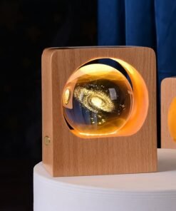 Beech Crystal Ball Night Light 3D Laser Engraving Elk Jellyfish LED Nightlights USB Dimmable Lamp For Bedroom Decoration Gifts Home Decor