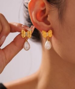 Bow Tassel Artificial Pearl Earrings Women