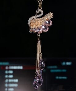 Car Pendant Double-Sided Crystal Swan King Pendant Creative Car Rearview Mirror Pendant