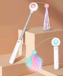 Cat Teaser Stick, Retractable Cat Wand With Replacement Head, Cat Feather Toy, Cat Interactive Toy For Indoor Cats For Relief Boredom And Exercise