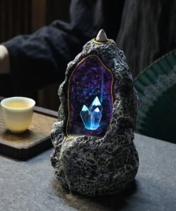 Creative Resin Backflow Incense Burner Crystal Cave Led Night Light Incense Creative Ornaments