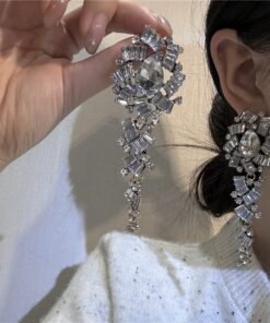 Crystal Shining Diamond Exaggerated Ball Stud Earrings For Dinner Women