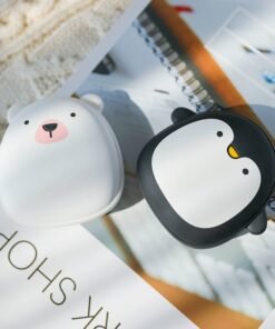 Cute Cartoon Penguin Polar Bear Electric Hand Warmers USB Rechargeable Double-Side Heating Pocket Power Bank Warmer