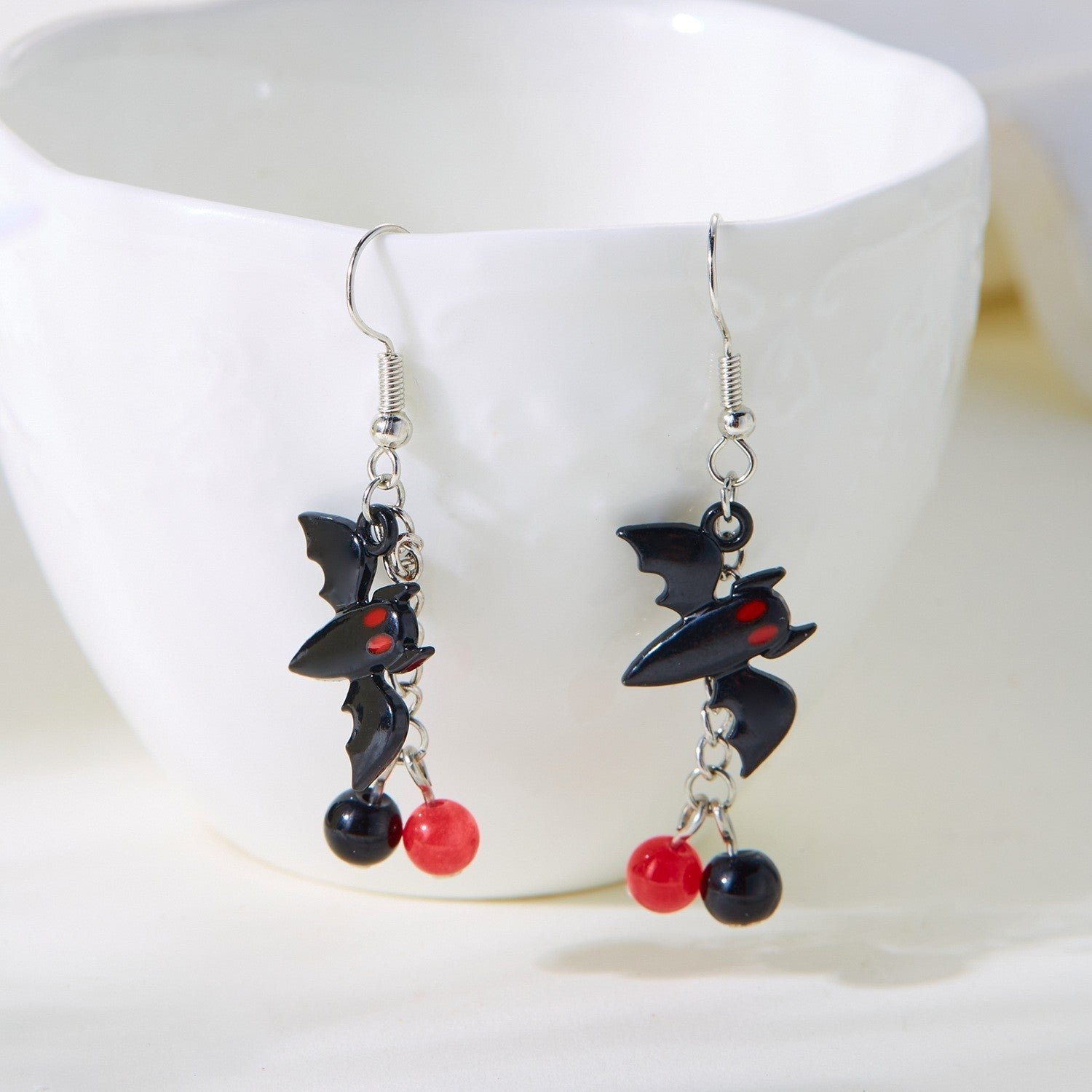 Dark Style Halloween Spider Web Earrings Bat Ghost Asymmetric Halloween - الصورة 3