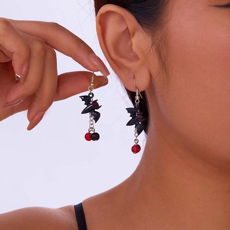 Dark Style Halloween Spider Web Earrings Bat Ghost Asymmetric Halloween - الصورة 4