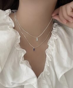 Design Advanced Sense Beautiful Square Blue Clavicle Chain