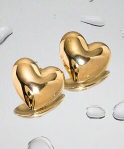 Designer Model Exaggerated Large Love Heart Stud Earrings Stainless Steel Electroplating 18K