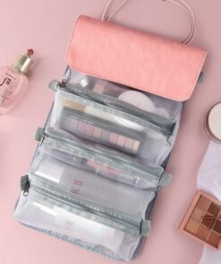 Detachable Make-Up Bag Foldable Box Large Capacity 4-Room Travel Portable Inner Zipper Cosmetic Pack with Handle