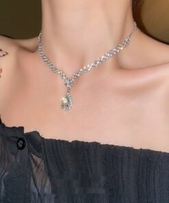 Diamond Water Drop Stitching Necklace High Profile