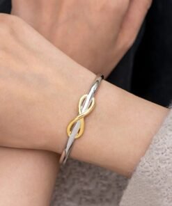 Double Color Gold Silver Bowknot Lucky 8 Bracelet