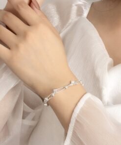 Double-layer Four-leaf Clover Round Beads Simple Bracelet Women