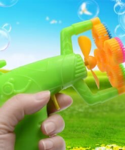 Electric Automatic Bubble Blower Maker Machine Gun with Mini Fan Kids Outdoor Sports Educational Toys