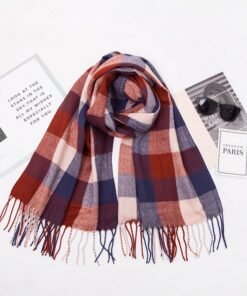 European And American Autumn And Winter Cashmere-like Red Plaid Double-sided Color Plaid Tassel Scarf Women Plus-sized Size Shawl
