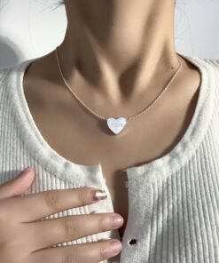 European And American Loving Heart Zircon Mother's Day Corrosion Letter Mom Geometric Brass Double Open Peach Heart Necklace