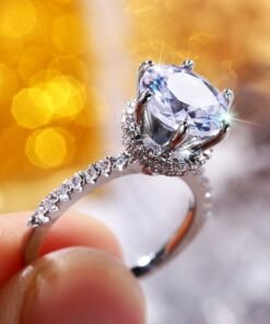 European And American Luxury Exquisite Zircon Six-claw Ring