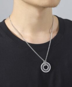 European And American Retro Style Luen Letter Circle Pendant Men's Necklace