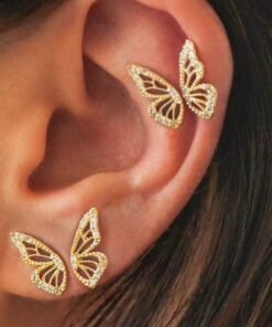 Exaggerated Bohemian Crystal Butterfly Earrings
