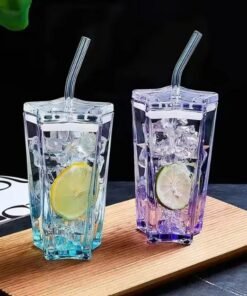 Glass Tumbler Mug with Lid