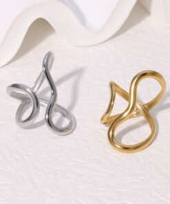 Glossy Special-shaped Line Design Sense Index Finger Ring Exaggerated Personalized Simple