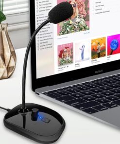 Gooseneck Computer Microphone USB Sound Card Monitor