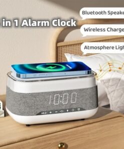 Intelligent Multifunctional Alarm Clock Bluetooth Speaker Wireless Charger Fast Charge Clock Atmosphere Night Light Home Decor