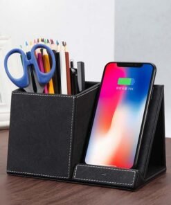 Leather Pen Holder Wireless Charger Wireless Phone Charger And Pen Holder Fast Charging Phone