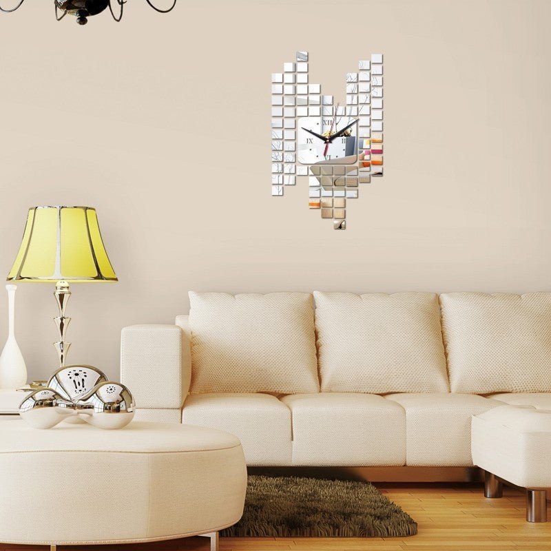 Mosaic Wall Sticker Clock Wall Decoration Digital Wall Clock Clock - الصورة 3