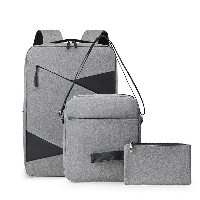 New Business Commute Business Trip Computer Backpack Men's Three-piece Set - الصورة 3