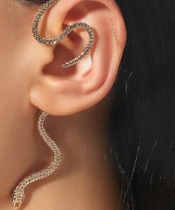 Non-hole Ear Clip Vintage Zircon Snake-shaped Earrings For Women Exaggerated Fake Cartilage Ear Cuff Fashion Jewerly Gifts