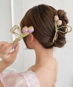 Oil Dripping Tulip Metal Grip Back Head Elegant Barrettes